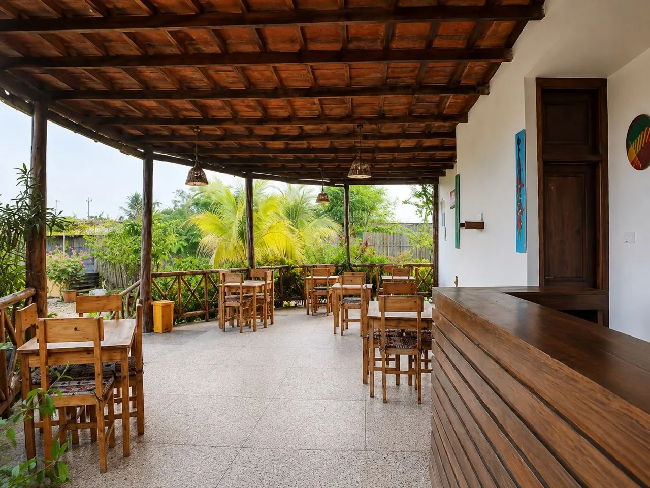 Covered wooden veranda at Gavana House